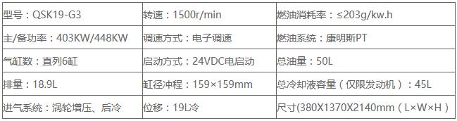 QSK19-G3康明斯柴油机参数